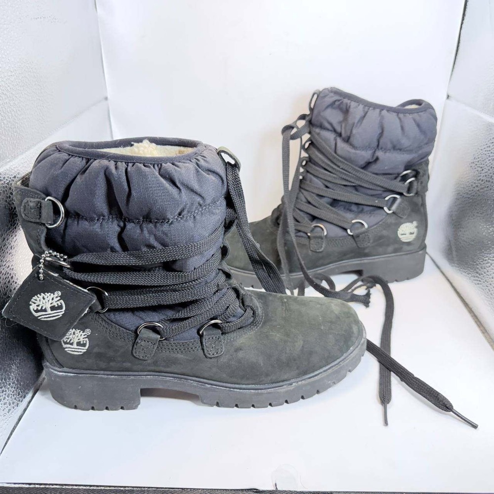 Timberland Mukluk Black Nubuck Quilted Winter‎ Boots Women's Size 8M 18389